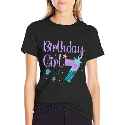 Mermaid Birthday Girl 7 Year Old Its My 7th Bday Mermaid  Trendy Pattern T-Shirt