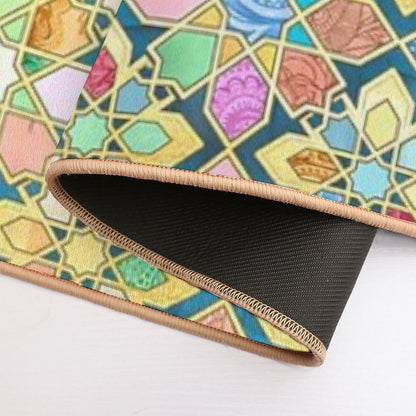 Gilded Moroccan Mosaic Tiles  Slip-Resistant Bath Mat