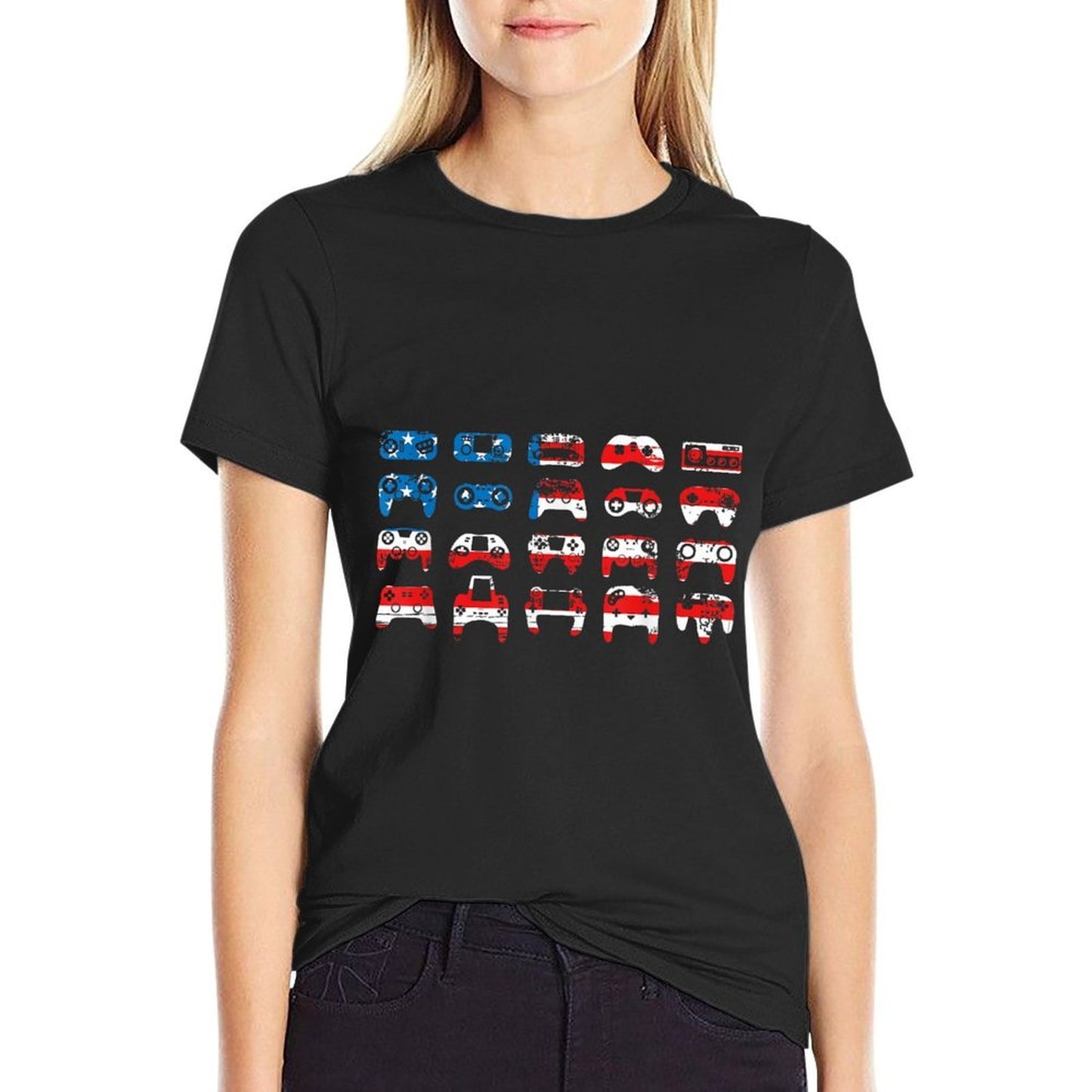 American Gamer July 4th Video Games USA Patriotic Pride  Fade-proof Color T-Shirt