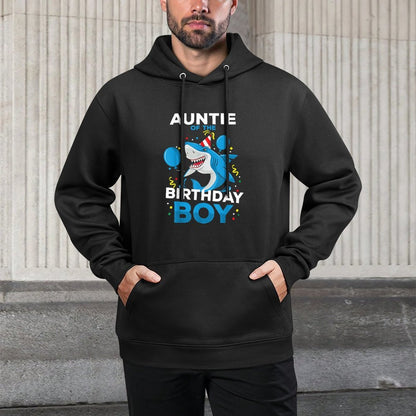 Auntie of The Birthday Boy Shark Ocean Theme Matching Family Shape Retention Hoodie