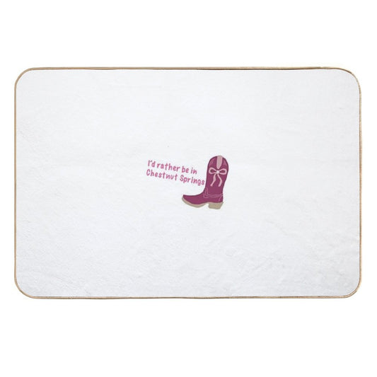 Id Rather Be in Chestnut Springs Cowboy Boot  Toxin-Free Bath Mat