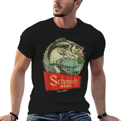 Fishing Schmidt Beer Make Your Own Luck 1894 Vintage  Cotton T-Shirt
