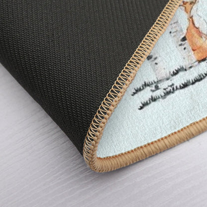 Fox And Birchs Watercolor  Rapid-Drying Bath Mat