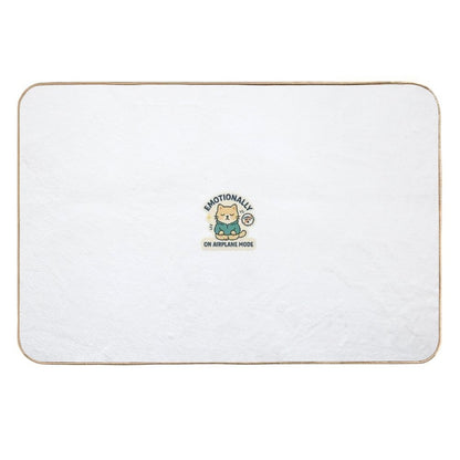 Emotionally on Airplane Mode – Meditative Cat Sticker  Multi-Purpose Bath Mat
