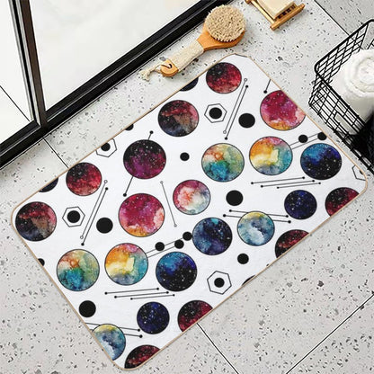 Watercolor Colorful Galaxy in Circles  High-Traffic Bath Mat