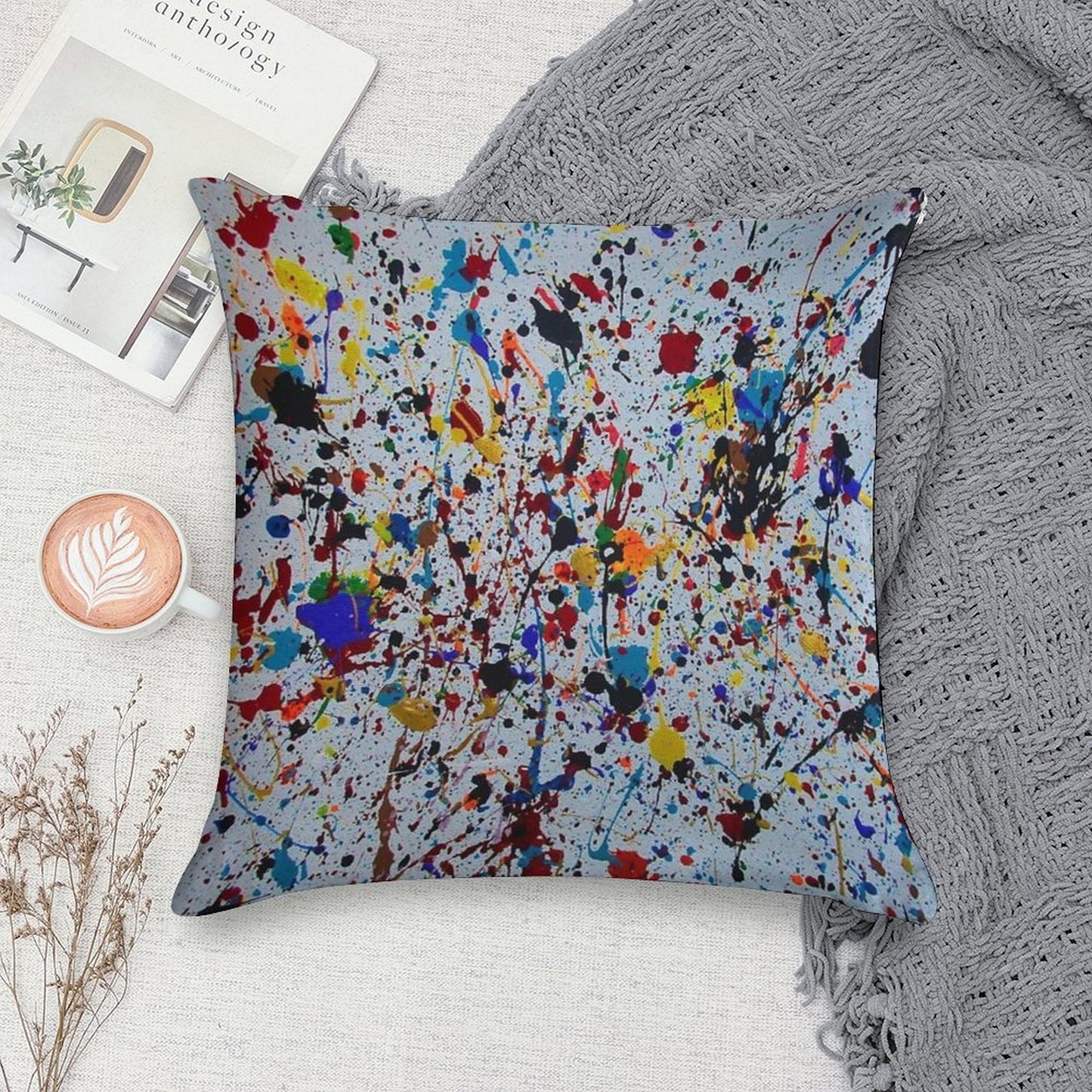 Splatter Paint Soft Easy Maintenance Throw Pillow