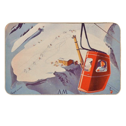 Vintage German Gondola Sport Ski Travel Poster  Stain-Proof Bath Mat