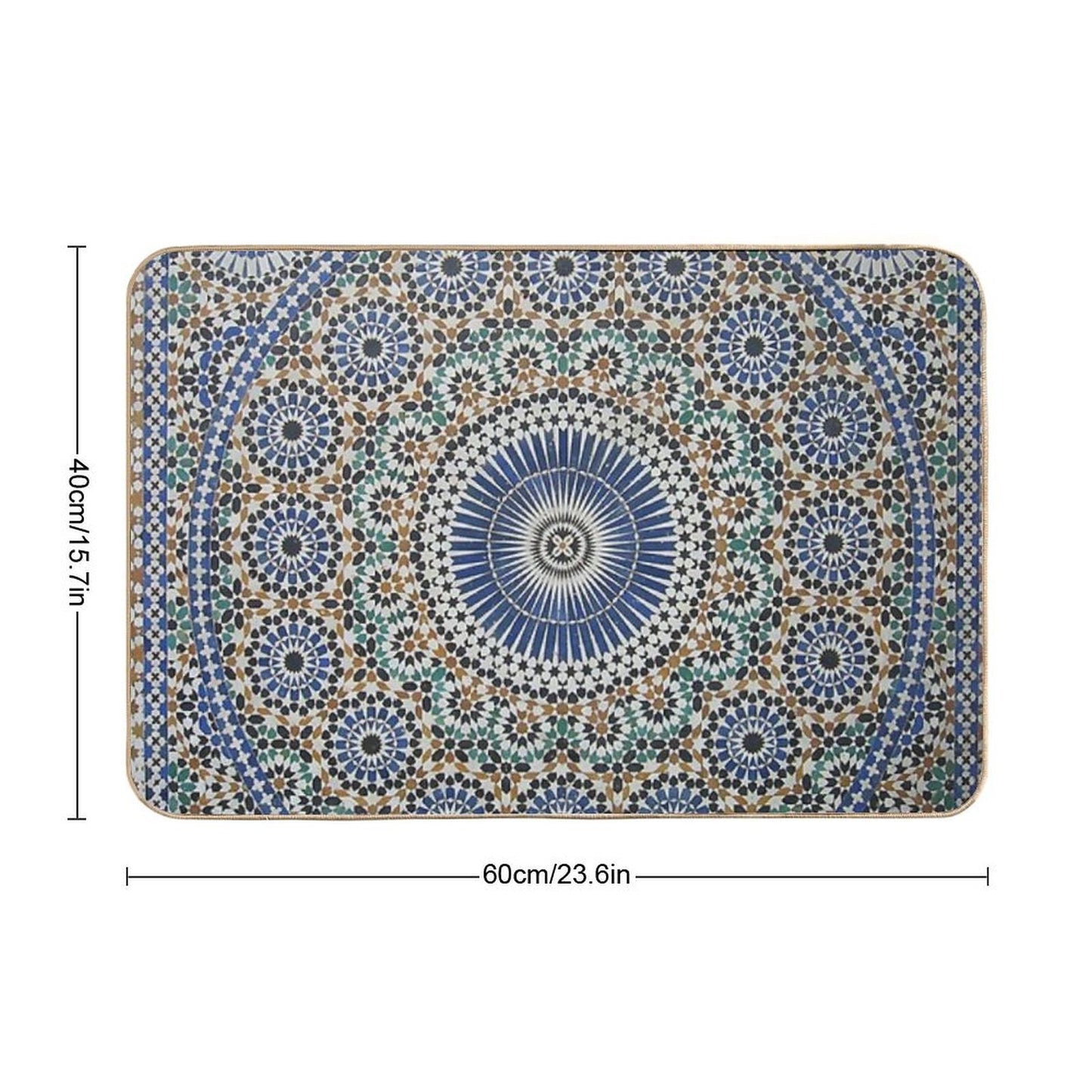 Zellige Moroccan Mosaic Tilework, Traditional Moroccan Art Durable Bath Mat