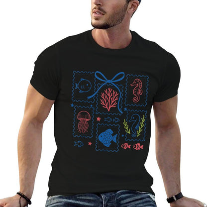 Trendy Summer Coastal Jellyfish Seahorse Coastal Aesthetic Comfortable T-Shirt