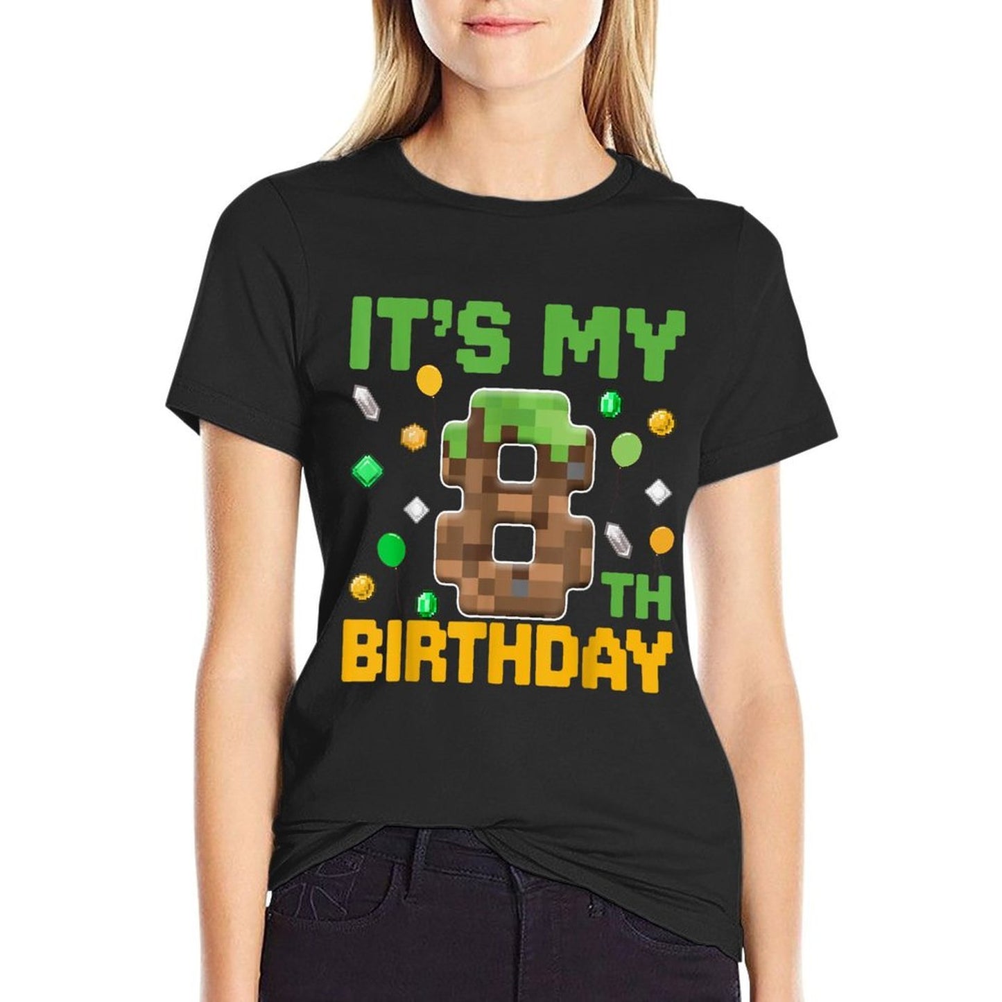 Birthday Boy It&#39;s My 8th Birthday Gamer Pixel Number  Stretchy T-Shirt