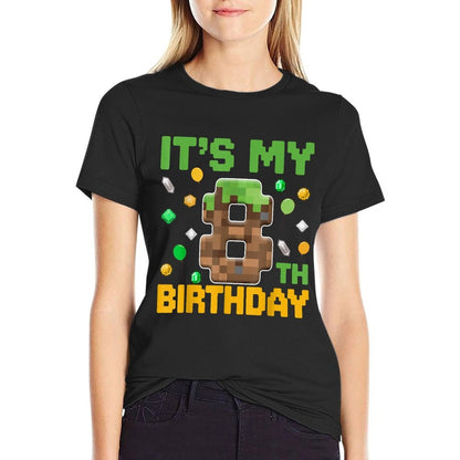 Birthday Boy It&#39;s My 8th Birthday Gamer Pixel Number  Stretchy T-Shirt