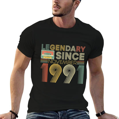 Legendary Since Tape Bday November 1991 30Th Birthday  Fade-proof Color T-Shirt