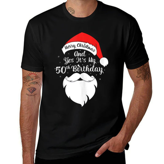 Funny Merry Christmas And Yes It's My 50th Birthday  Polyester Blend T-Shirt