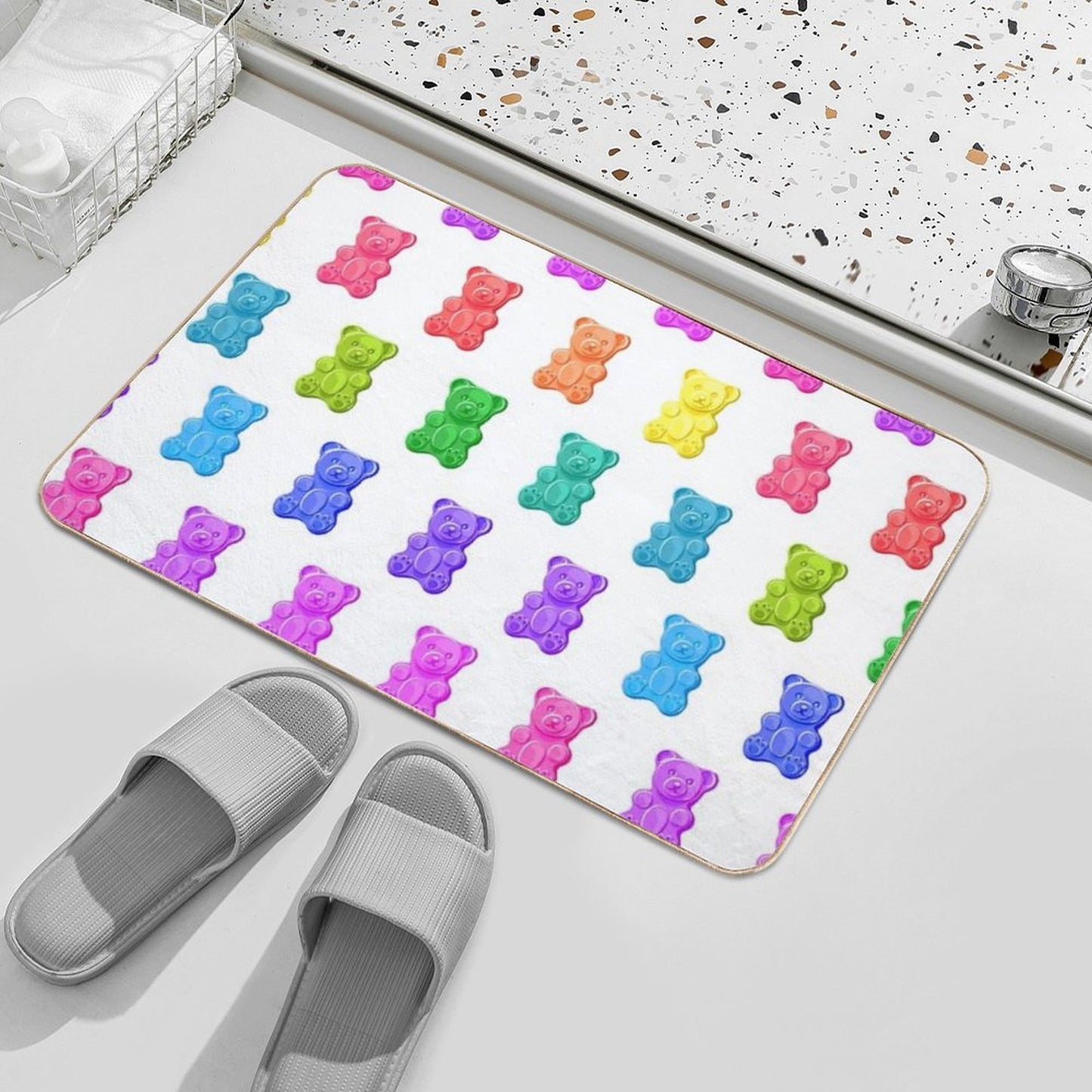 Rainbow Gummy Bears  Absorbent Bath Mat