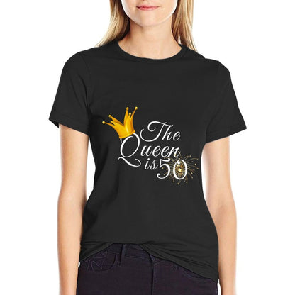 Womens 50th Birthday Gifts Ideas For Her The Queen Is 50 Fabulous  Oversized Silhouette T-Shirt