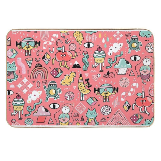 Funny Crazy Avocado, Banana, Ice Cream, Apple, Cat, Cupcake. Fitness Food.  Eco-Friendly Bath Mat