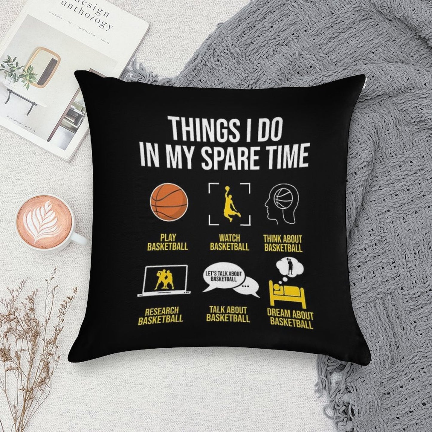 Basketball - Things I Do in My Spare Time Soft Luxury Feel Throw Pillow