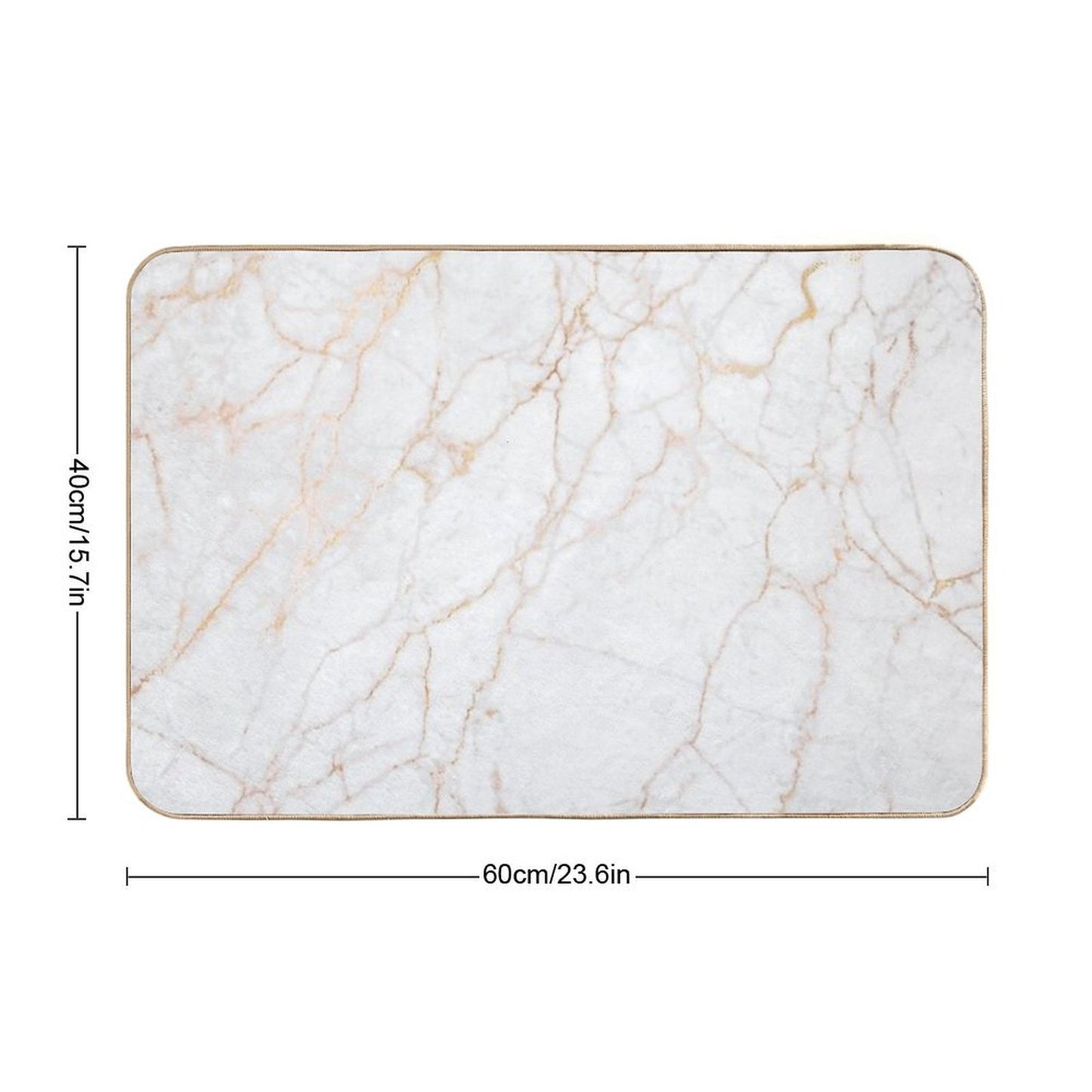 White Faux Marble with Gold Glitter Veins  Repositionable Bath Mat