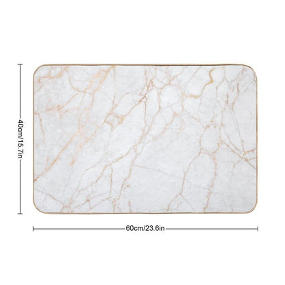 White Faux Marble with Gold Glitter Veins  Repositionable Bath Mat