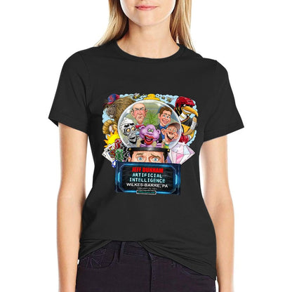 Jeff Dunham Unisex-Adults Black Cartoon Modern Graphic Crew Neck - Small - Wilkes-Barre, PA  High-quality Stitching T-Shirt