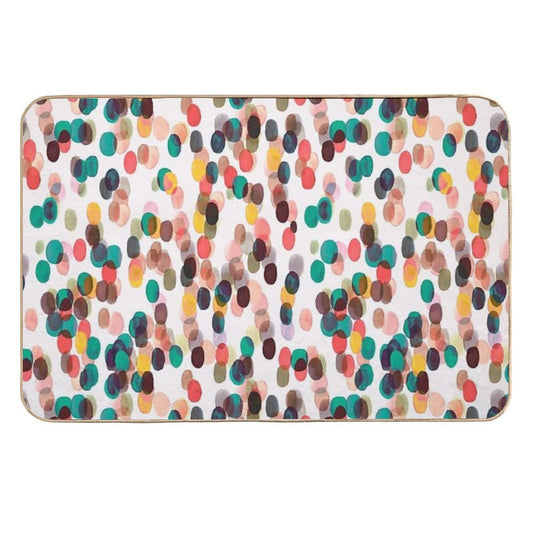 Tropical Rain Dots - Orange Green Yellow  Rapid-Drying Bath Mat