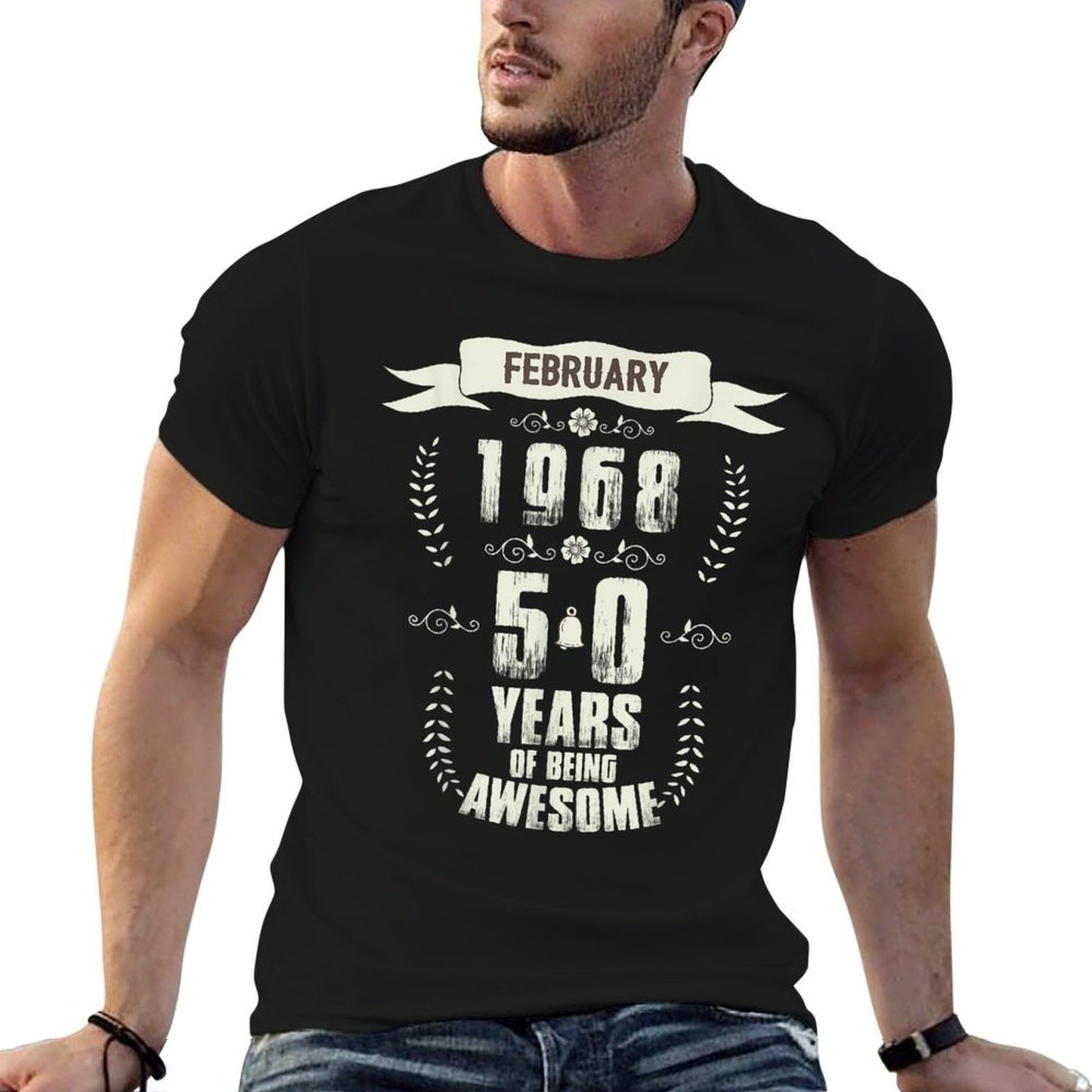 February 1968 50 Years Of Being Awesome 50th Birthday  Slim-fit Cut T-Shirt