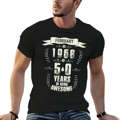 February 1968 50 Years Of Being Awesome 50th Birthday  Slim-fit Cut T-Shirt