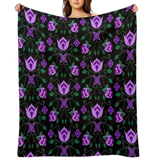 Purple Floral All-season Throw Blanket