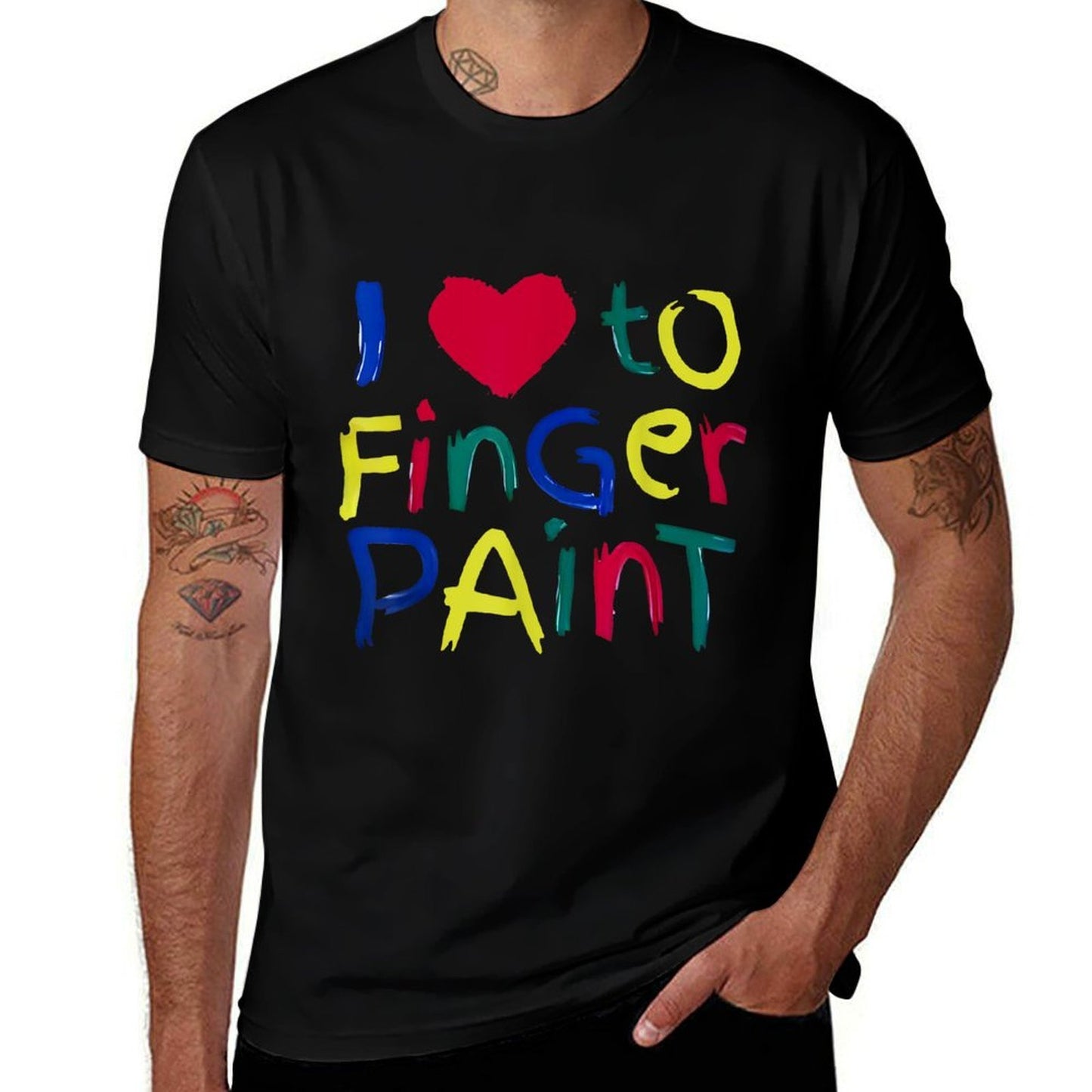 I Heart Love To Finger Paint I'm Paint Cute Couple Valentine  Oversized Silhouette T-Shirt
