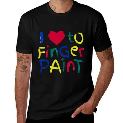 I Heart Love To Finger Paint I'm Paint Cute Couple Valentine  Oversized Silhouette T-Shirt