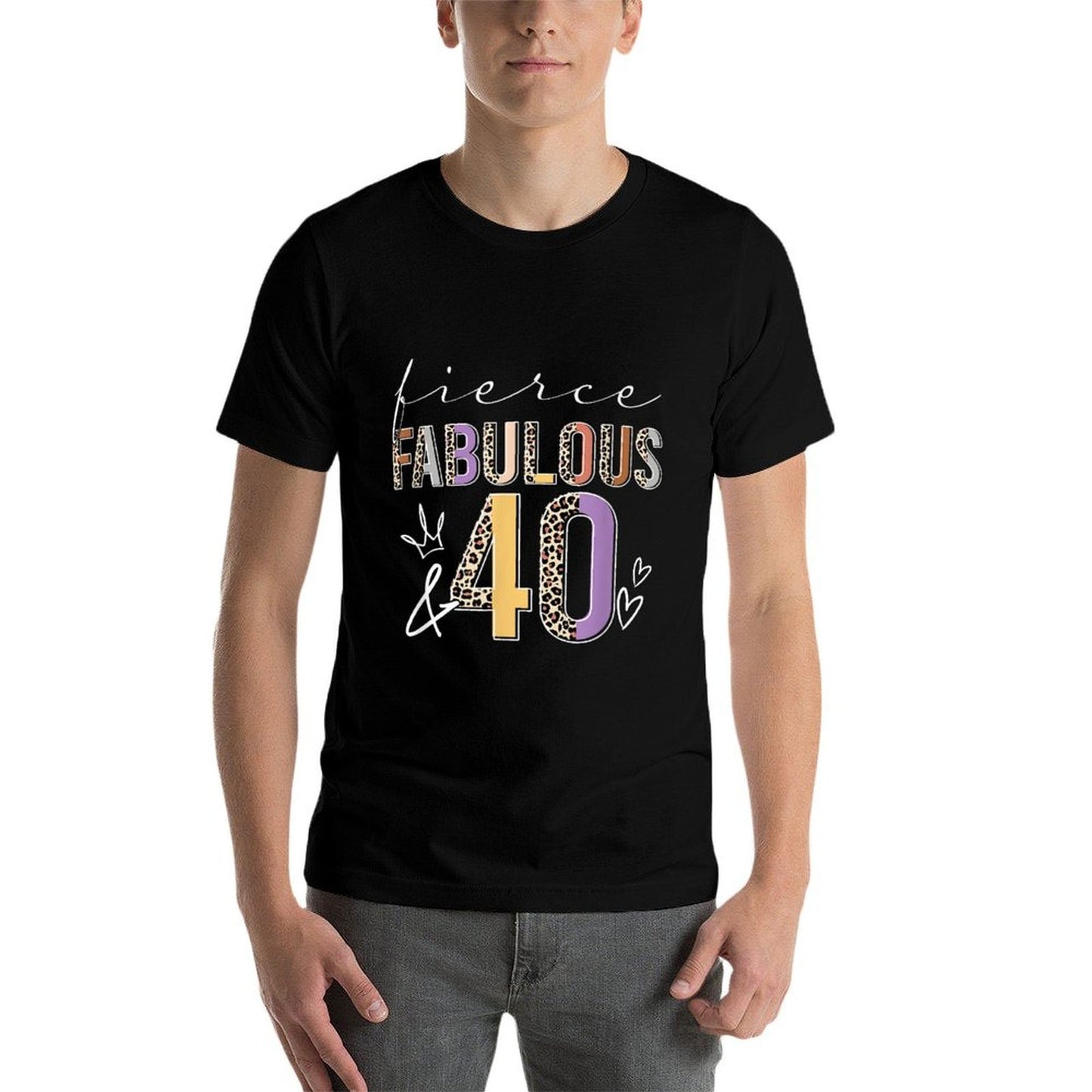 Fierce Fabulous & 40 Years Old Boho Leopard 40th Birthday  Trendy Pattern T-Shirt
