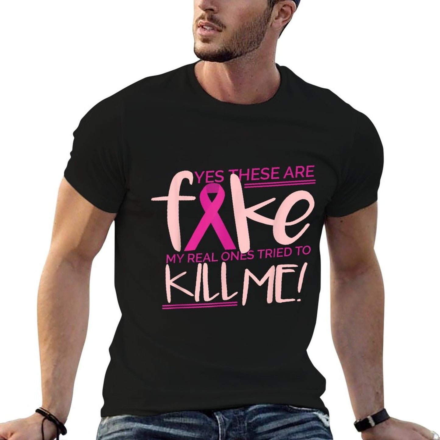 YES THESE ARE FAKE MY REAL ONES TRIED TO KILL ME Funny Meme  Oversized Silhouette T-Shirt