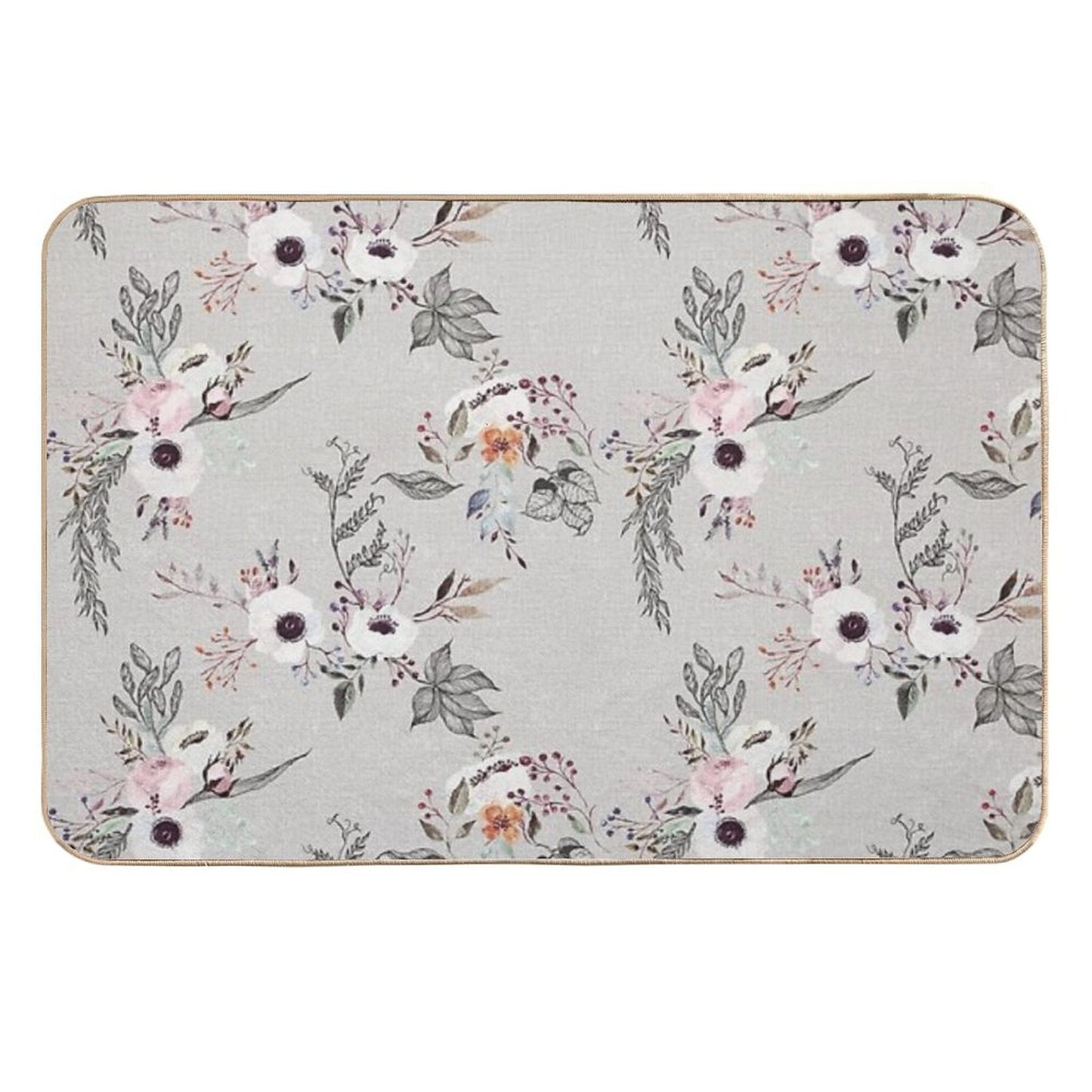 Modern Boho Watercolor And Ink Floral Bohemian  Slip-Resistant Bath Mat
