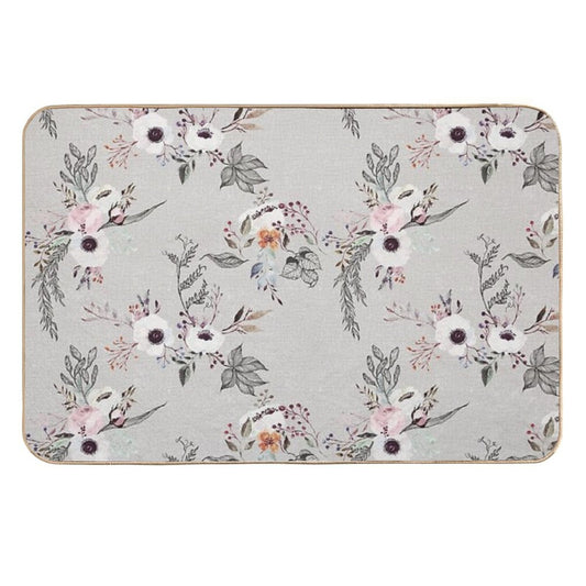 Modern Boho Watercolor And Ink Floral Bohemian  Slip-Resistant Bath Mat