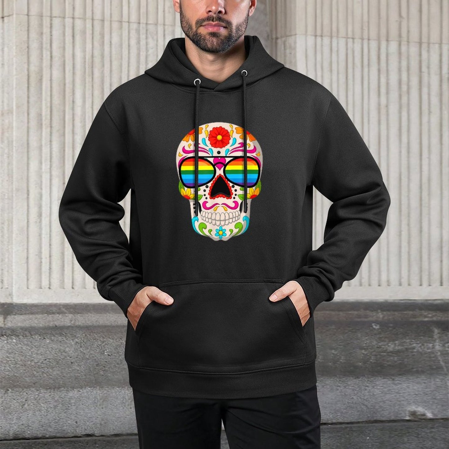 Sugar Skull Rainbow Sunglasses LGBT Gay Pride Month LGBTQ Colorfast Hoodie