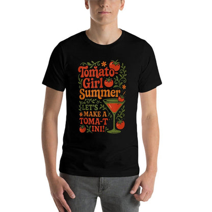 Tomato Girl Summer Aesthetic Funny Retro Design  Summer-ready Fabric T-Shirt