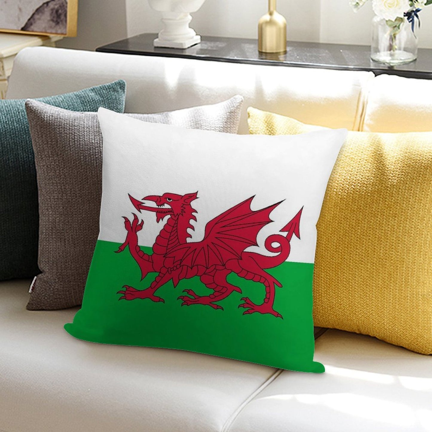 Flag of Wales - Welsh Flag Soft High-Density Material Throw Pillow