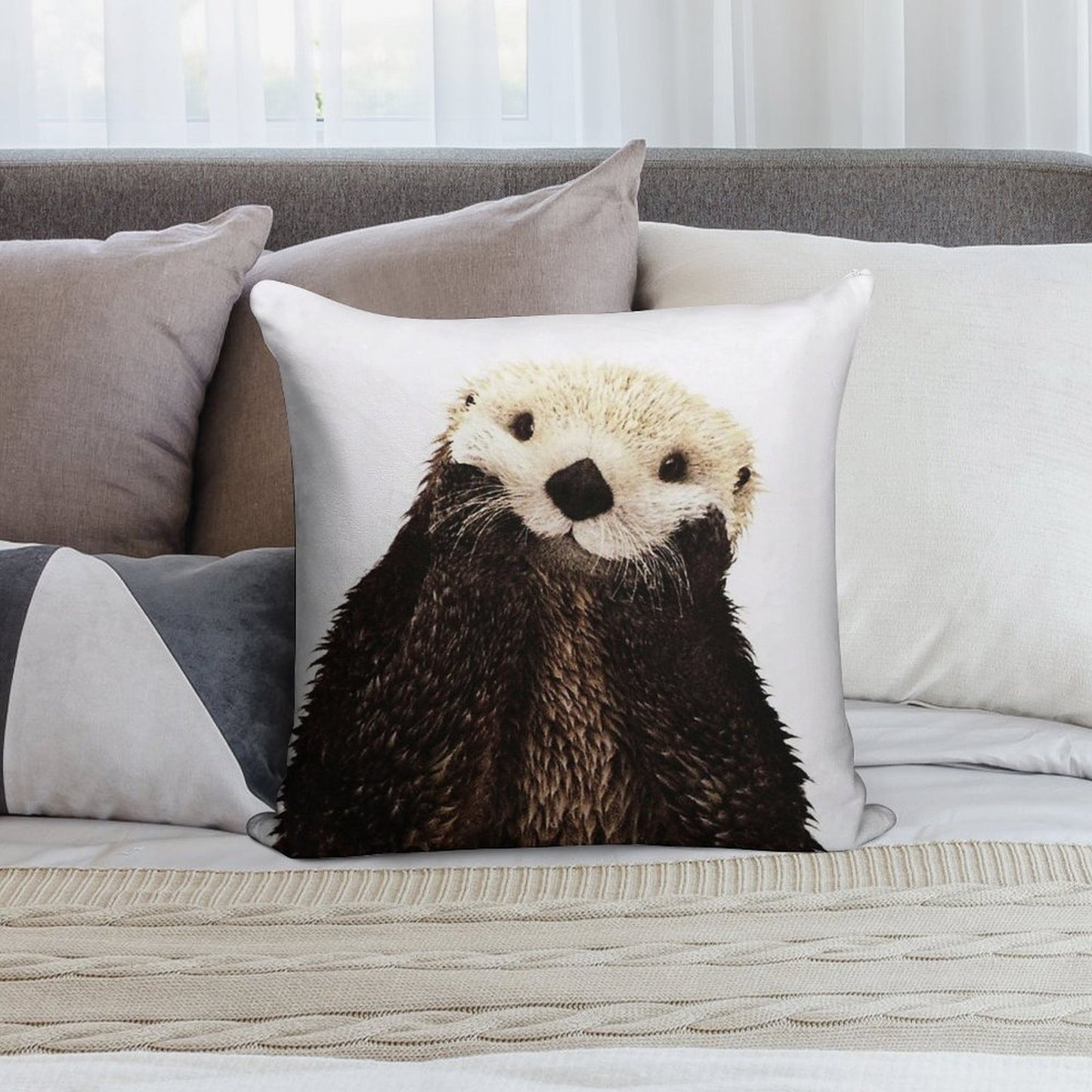 Otters Gonna Ott Soft Reinforced Edging Throw Pillow