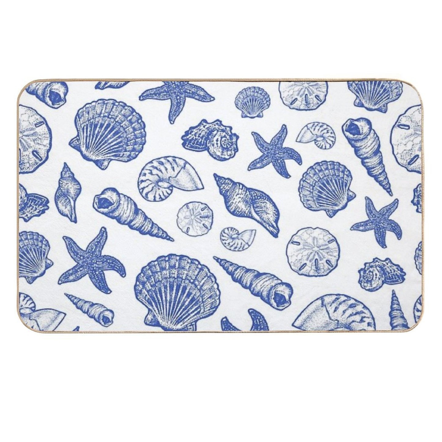 Blue Seashell Print  Rapid-Drying Bath Mat