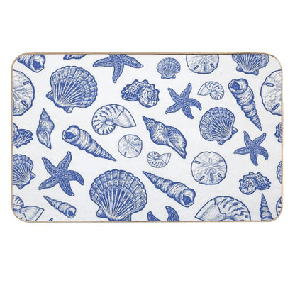 Blue Seashell Print  Rapid-Drying Bath Mat