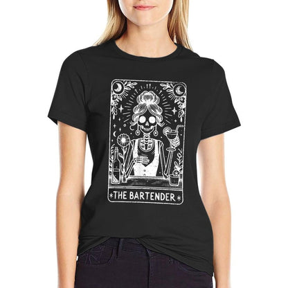 Bartender Tarot Card Skeleton Cocktail Witchy Vibes Alcohol  Heathered Texture T-Shirt