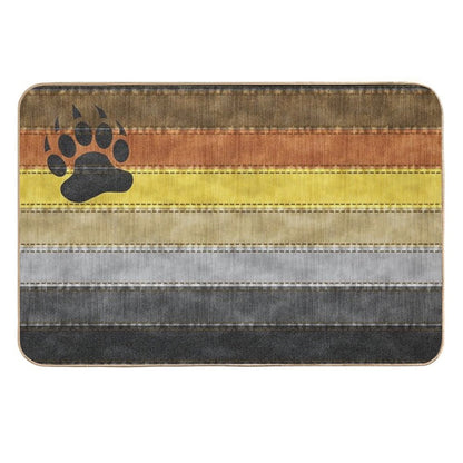 Denim Textured Seamless Gay Bear Pride Flag Pattern  Absorbent Bath Mat