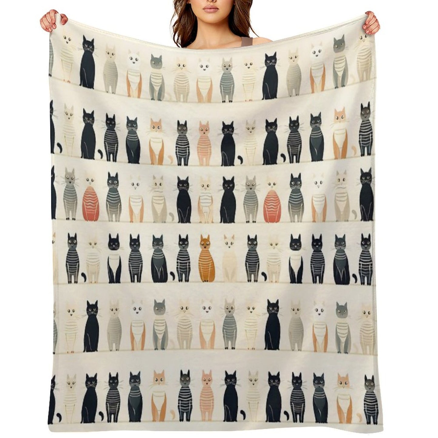 Adorable Cat Artistry Seamless Pattern Travel-friendly Throw Blanket