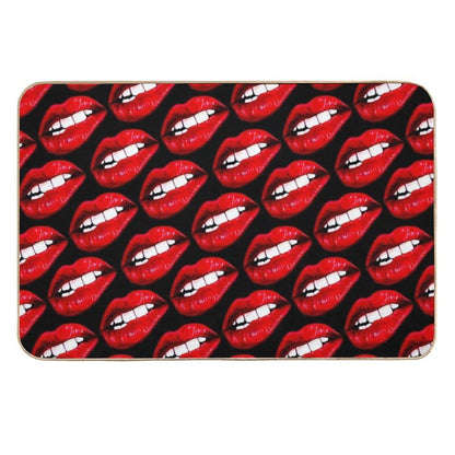 Lip Pattern - Black  Stain-Proof Bath Mat