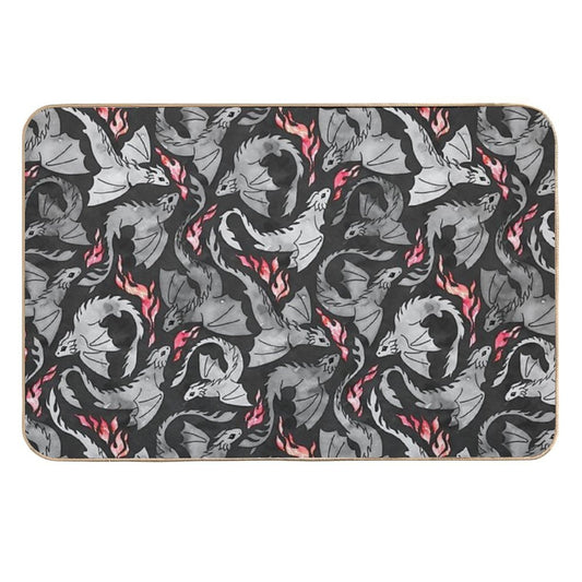 Dragon Fire Dark Grey And Black Durable Bath Mat