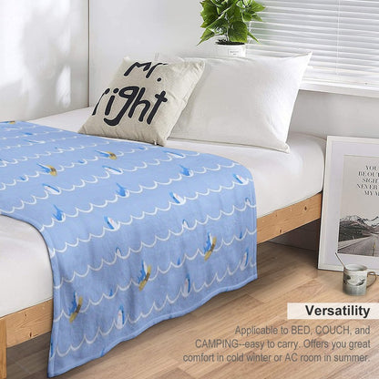 Brucie Blahaj Shark Riding The Wave Pattern Durable Throw Blanket