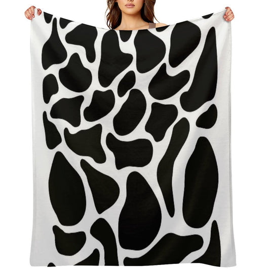 Black And White Caw Pattern. Machine-washable Throw Blanket