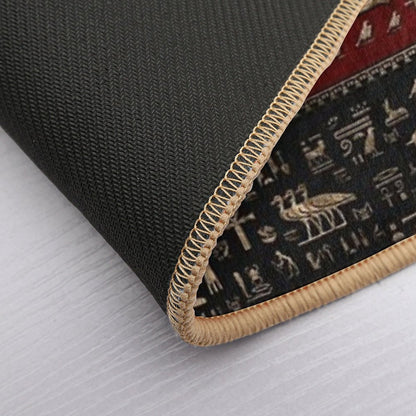 Ancient Egyptian Hieroglyphs - Black And Red Leather And Gold  Rapid-Drying Bath Mat