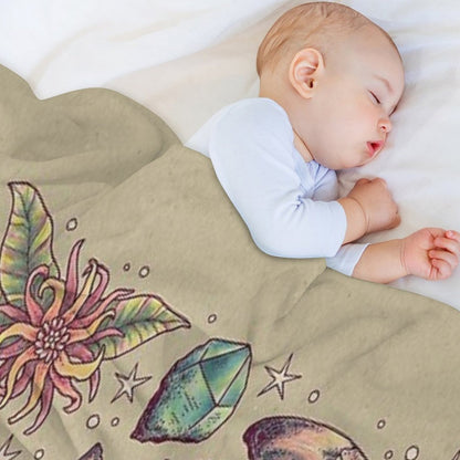 Deinonychus Dreams  Dinosaur Botanical Art Gift-ready Throw Blanket