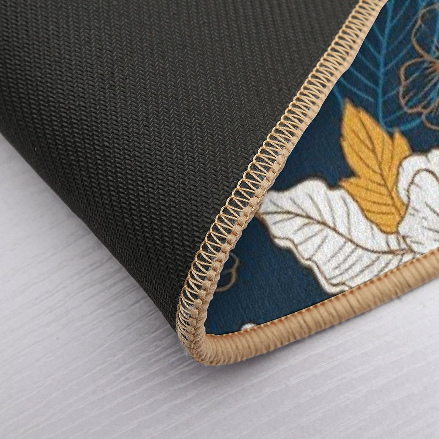 Navy And Gold Peony And Blossom Seamless Pattern  Rapid-Drying Bath Mat